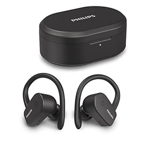 Philips A5205BK/00 Draadloze In-Ear-Koptelefoon Bluetooth, Sport Hoofdtelefoon (Microfoon, 6-mm-Drivers, IPX7-waterbestendig, Snelle Oplaadfunctie, Afneembare Oorhaken) Zwart – 2020/2021 Model