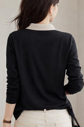 Image of Women's Polo T-Shirt | Long Sleeve Casual T-Shirt for Womens || Soft Comfortable Korean Style Trendy Top for Women