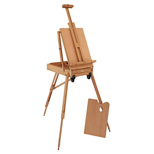 Creative Mark Monet Wooden French Walnut Color Easel & Sketchbox- Portable Lightweight Art Easel with Storage for Adults - Ideal for Drawing Painting - Includes Palette Supports Canvas up to 32