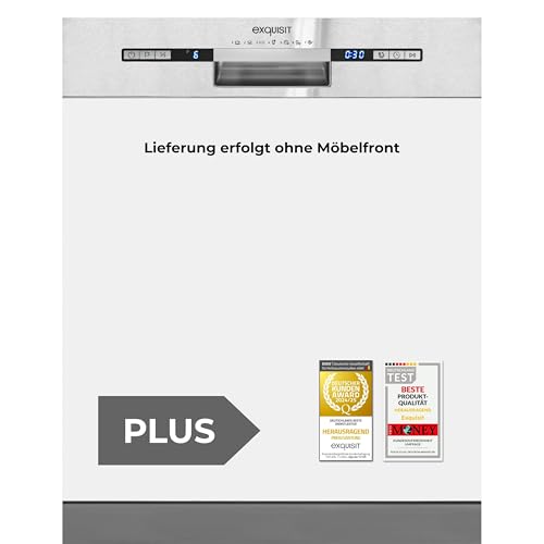 Exquisit PLUS Einbaugeschirrspüler teilintegrierbar 60 cm, 13 Maßgedecke, Startzeitvorwahl, LED-Display, EGSP2113-EB-030E inox