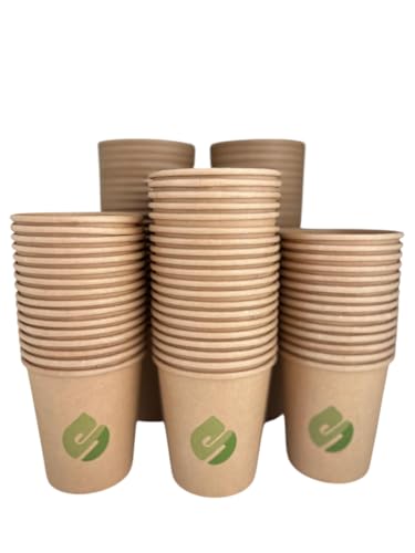 Genérico ECOSIP [200 ml - 100 unidades] Vasos de cartón desechables - Vasos ecológicos para café, té y bebidas calientes - Resistentes y sostenibles