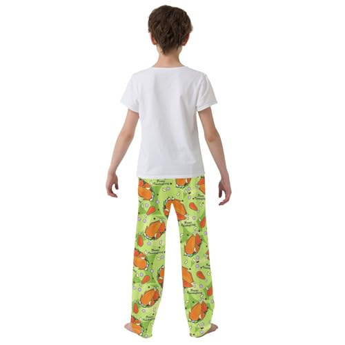 ZZXXB Turkey Happy Thanksgiving Boys Long Pants Soft Trousers Elastic Waist Kids Lounge Bottoms with Pockets S-XL3