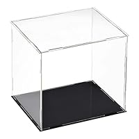 TA-VIGOR Acrylic Clear Display Case, 20 x 15 x 20cm Assemble Countertop Box Cube Organizer Stand Dustproof Protection Showcase with Black Base for Action Figures Toys Collectibles Home Storage