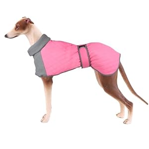 Geyecete whippet coat high collar greyhound coat Dog Winter Coat with Warm Fleece Lining, Reflective Fabric Outdoor Dog Apparel with Adjustable Bands Premium-Pink-M