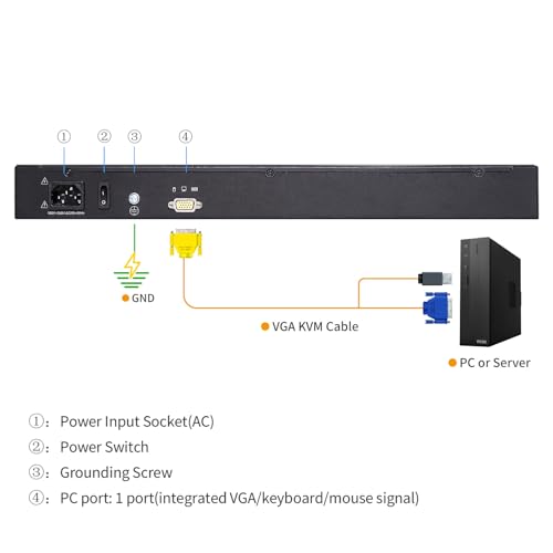 Image of Rack Mount KVM Console - 1U Rack Mounted 17 inch LCD Drawer with Monitor and Keyboard, Single Port VGA, 50,000 MTBF, Includes 1 USB VGA KVM Cable,1 Power Cord, 2 Brackets, Upgraded