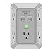 USB Wall Charger, Surge Protector, QINLIANF 5 Outlet Extender with 4 USB Charging Ports(2U2C) 3-Sided 1680J Power Strip Multi Plug Outlets Wall Adapter Spaced for Home Travel Office, Grey