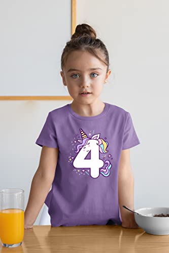 Image of Unicorn 4th Birthday Shirts for Toddler Girls Outfit 4 Year Old Fourth Four Shirt