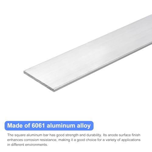 Image of uxcell Square Aluminum Flat Bar, 3 /16 inch Thick 2 inch Width 12 inch Length Square Aluminum Bar 6061 Aluminum Flat Plate, 4 x 50 x 305mm T6511 Solid New Mill Stock for Industrial Building