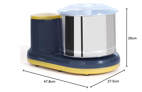 Image of Super Table Top Wet Grinder|Wet Grinder with Atta Kneader Coconut Scraper (2.5L, Yellow Grey)