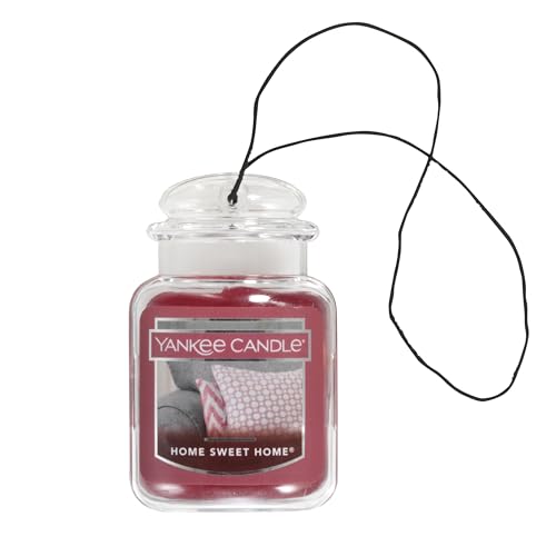 Image of Yankee Candle Car Jar Ultimate Air Freshener, Hanging Car Freshener, Long Lasting Car Fragrance, Home Sweet Home (Pack of 12)