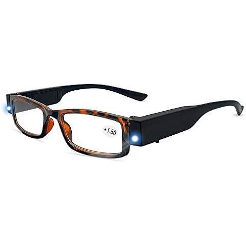 DuanMei Reading Glasses with Light Bright LED Readers with Lights Lighted Magnifier Nighttime Reader Compact Full Frame Eyewear Lighted Eye Glasses (+1.5) Cover