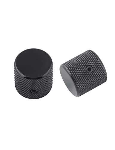 Rubatone Metal Guitar Knobs Flat Top Control With Black Knurled Barrels 6Mm Split Shafts Volumn Tone Screw Type For Tele Strat Style Electric Or Bass Pack Of 4Pcs. (Ns 004-Bk) #TOP6