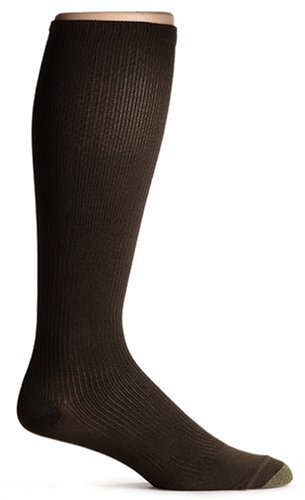 Gold Toe Men's Firm Compression Support Over the Calf Dress Sock, Brown, Medium