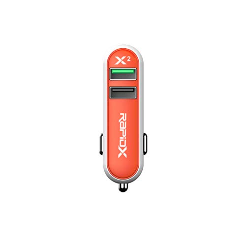 RapidX RXX2QCTAN X2 2 Port Car Charger with Quick Charge Tangerine