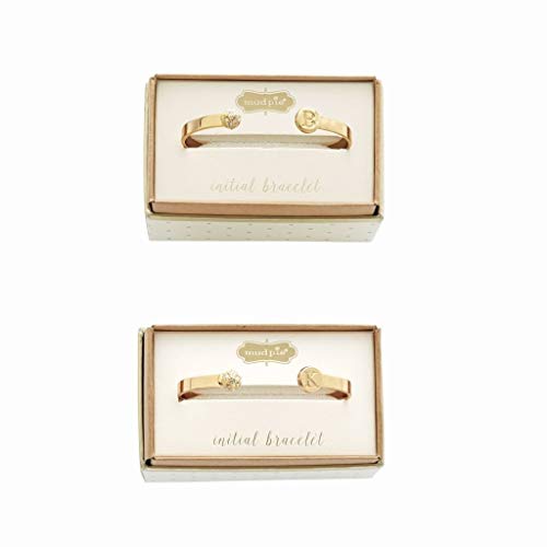 Mud Pie Chelsea Initial Gold Plate Metal Pave Bracelet R
