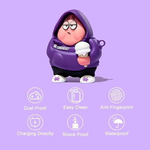 Image of Emoh Roced Case for AirPodS 4 (2024) with Keychain (ANC), Cute Cartoon Shockproof Protective Cover Compatible with Apple AirPods 4th Generation 2024 for Women and Boys (Unbeat)