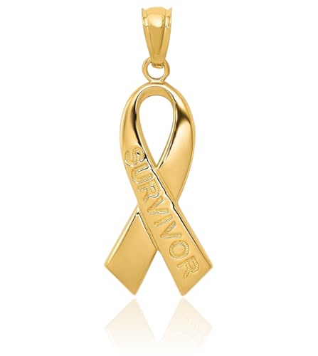 IceCarats 14K Solid Yellow Gold Survivor Cancer Awareness Ribbon Necklace Chain Pendant Charm3
