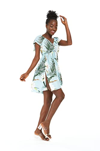 Image of Wispy Cereus Light Blue Family Matching Hawaiian Clothes | Family Matching Outfits • Soft Rayon Fabric • Tropical Floral Print • Vacation Ready • Luau Party Wear