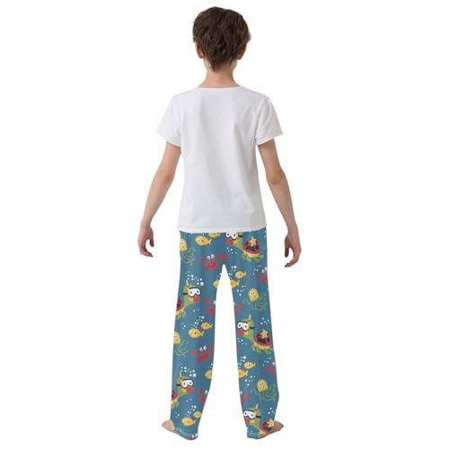 Diving Turtle Crab Boys Long Pants Soft Trousers Elastic Waist Kids Lounge Bottoms with Pockets S-XL3