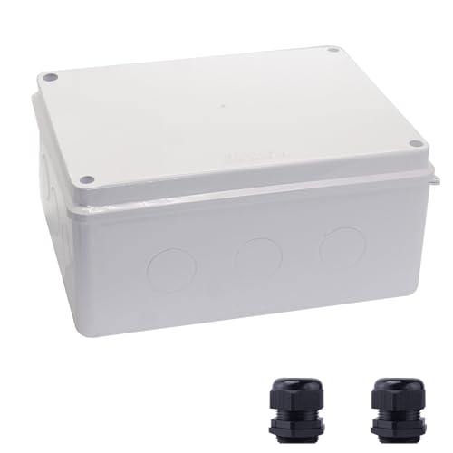 Image of Junction Box, Reserved Holes Electrical Boxes Waterproof IP65 ABS Plastic Electrical Power Cord Enclosure Project Box White 10 x 7.9 x 4.7 inch(255x200x120mm)