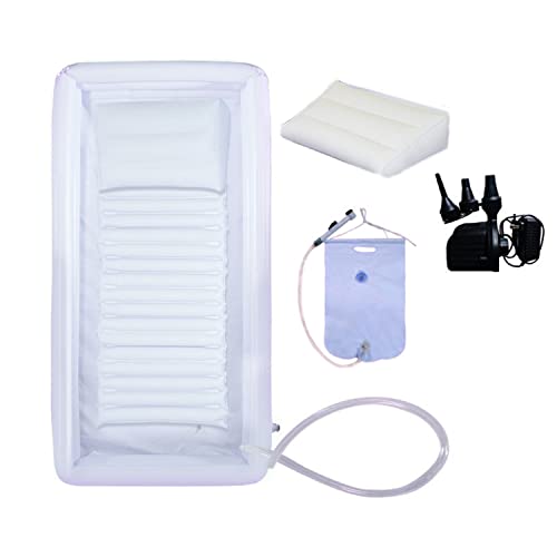 PHASFBJ Medical Inflatable Shower Bathtub System Bath Basin Kit, Bath Basin Kit for Disabled Elderly Pregnant, Shower Assistive Aid with Water Bag,Triangle Pillow