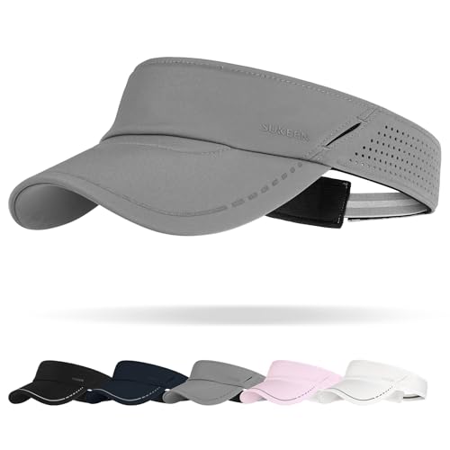 Image of Sukeen Sports Sun Visor for Men Women, Lightweight Adjustable Visor Hat, Reflective Running Tennis Golf Visor, Sunglass Slots