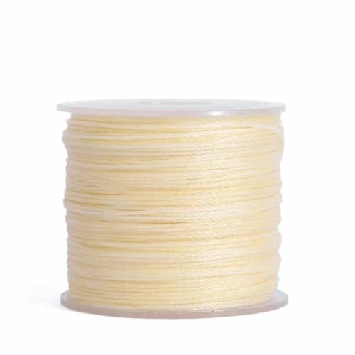 Hilo de Cera para Costura, no se Parte, 0,4, 0,5, 0,6 mm, Cuerda de poliéster Coser Cuero, cordón de Amarre sinterizado Encerado (20 m), n.º 2 Beige, 0,6 mm de diámetro