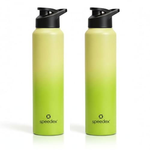 Image of Speedex Stainless Steel Water Bottle 1 Ltr, Leak Proof Sipper Cap, BIS Approved 1000 ml Metal Bottle For Daily, Office, School, Gym, Travel Use for Men, Women, Kids, Adults, Lime Green, Set of 2