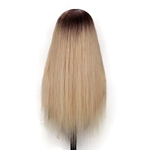Mannequin Head Human Hair with Shoulders Platform 24-26 Inch Female Doll Manikin Training Mannequin Head Styling Braiding for Cosmetology Hairdresser Barber Practicing (Blonde 27/3B)