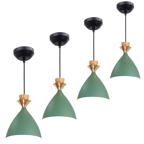 Image of Modern Green Dome Hanging Pendant Light for Ceiling, Aluminium, Antique Decor, E-27 Holder, (Bulb is not Included) Pack of 4