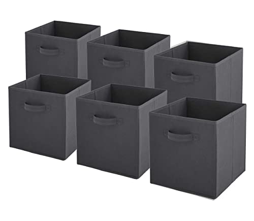 Box and beyond Lot de 6 bacs de Rangement intissés Pliables - Gris Anthracite - 27x27x27cm