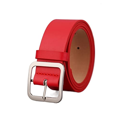 Wide Leather Belt For Women Quality Women Square Pin Metal Buckle Belts For Women Waistband Jeans Belt(Red)