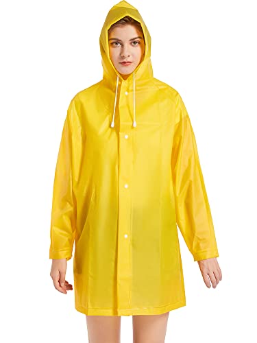 LANSHULAN Women Yellow Raincoat Jacket,Unisex Kids Clear EVA Rain Coat Costume