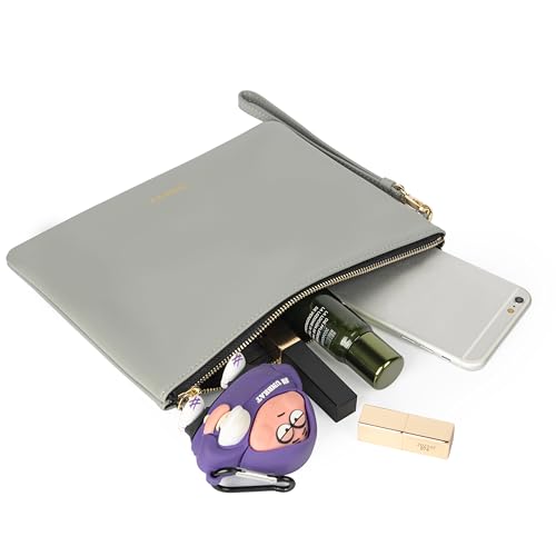 Image of DORIS&JACKY Lambskin Leather Wristlet Clutch Purse Women Large Phone Wallet