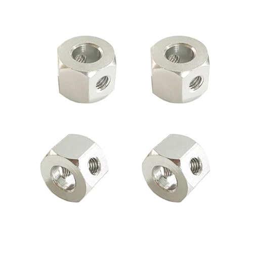 RCアップグレードパーツ For WPL D12 C14 C24 B14 B16 For MN D90 D91 1セット メタルコンビネーションホイールハブ六角アダプター 5mmから12mm RCカーアップグレードパーツに最適(Silver)