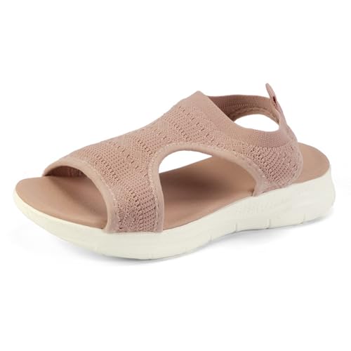 Sandalias De Punta Abierta De Verano Sandalias De Punto Transpirables Zapatos Flexibles Para Caminar Sandalias Ortopédicas Lavables Y Cómodas Para Mujer. Zapatos Casuales De Mujer-Pink||numeric_43