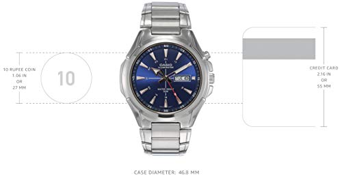 Image of Casio MTP-E200D-2A2V Men's Stainless Steel Illuminator Day Date Blue Dial Watch