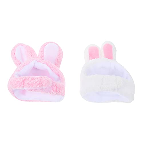 Toyvian 2Pcs Bunny Ear Dog Cat Hats Winter Warmth Cute Headwear for Pets for Parties and Holidays Safe and Comfortable Design for Small to Dogs and Cats