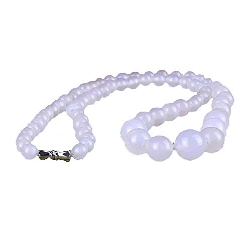 Escomdp Collares de Jade Ágata de Brasil Mujer Chicas Collares de la Novedad Purificación 5A Regalos para la Madre Abuela Novia Hembra El día de Navidad Cumpleaños Blanco 45cm