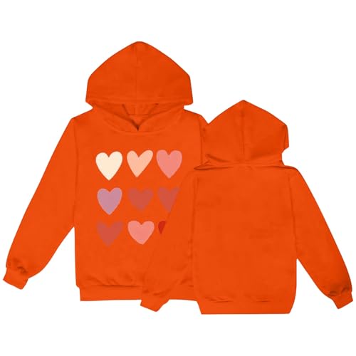 Kids Girls Heart Graphic Print Long Sleeve Hooded Sweatshirt Pullover Tops Toddler Boy Y2K Hoodies Fall Outfit