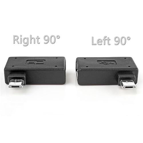 chenyang 2 Pack Micro USB OTG Power Adapter 2 in 1 Micro USB Male to USB 2.0 Female 90 Degree Angled Connector Adapter - Image 3