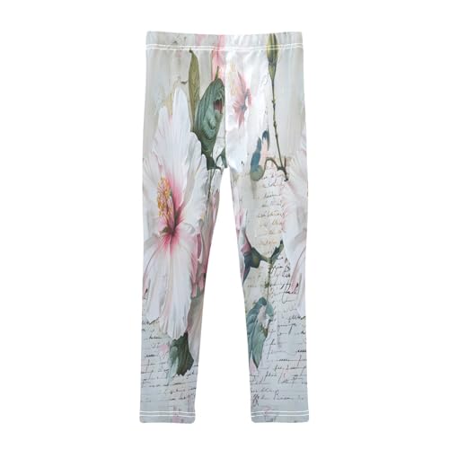 Bolaz Toddler Girls Leggings Printed Yoga Pants Leggings Beautiful White and Pink Flowers for Kids2