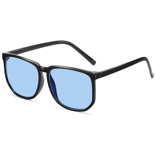 Polarized TR90 Oversized Square Sunglasses Men Women Retro Rectangular Black Ultralight Frame Glasses