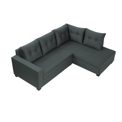 Image of SOCOZI Oriana 4 Seater RHS L Shape Sofa Set | Soft Velvet Suede Fabric | Modern Design | Plush Comfort Cushions for Living Room (Dark Grey)