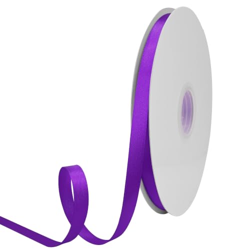 GTYBOVA 3/8 Inch x 100 Yards Double Face Purple Satin Ribbon 100% Polyester Multiple Colors Available Ideal for Gift Wrapping Crafts Wedding Decor