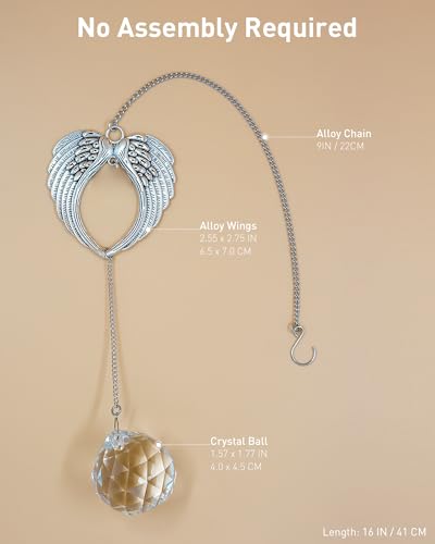 Grief Memorial Gift, 40mm Crystal Angel Ornament, Suncatchers for Windows Hanging Rainbow Maker, Sympathy Gifts for Loss of Loved One, Miscarriage, Bereavement, Dog, Funeral, Remembrance