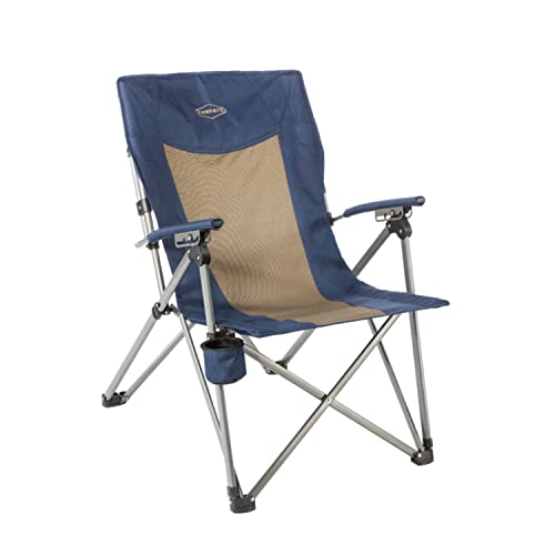 Kamp-Rite 3 Position Hard/Arm Reclining Chair with Cup Holder, Blue/Tan