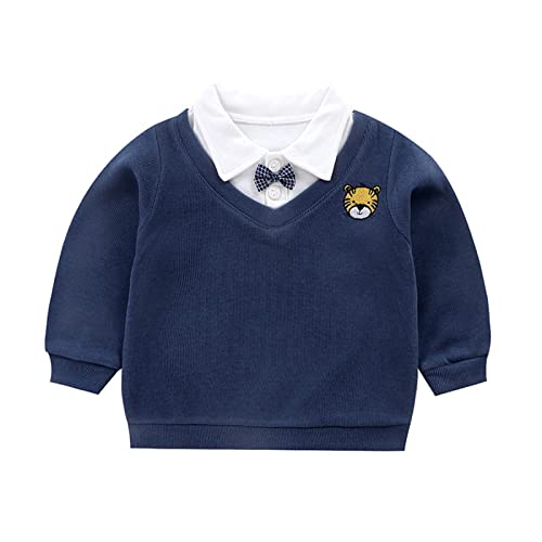 Toddler Infant Baby Boys Long Sleeve Gentleman Shirts with Bow Tie Kids Cute Sweater Pollover Sweatshirt Tops Boy Polo Shirt