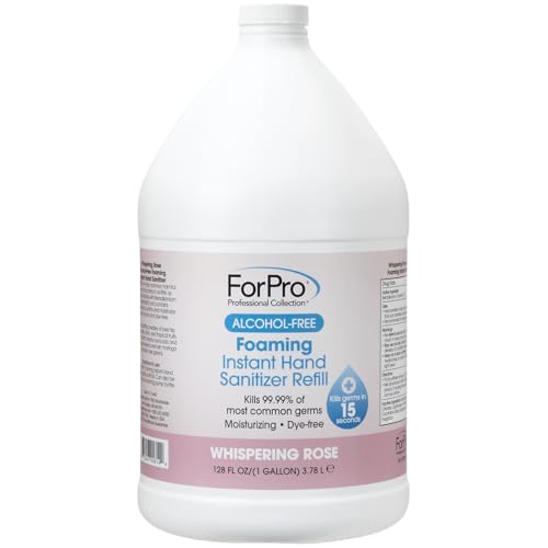 Image of ForPro Alcohol-Free Foaming Instant Hand Sanitizer, 1 Gallon Refill (Pack of 4) - Moisturizing, Dye-Free Formula, Whispering Rose Scent