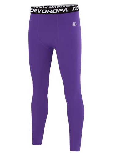 Image of DEVOROPA Boys Leggings Youth Compression Pants Sports Tights Basketball Football Baseball Soccer Baselayer Slim /Regular /Husky